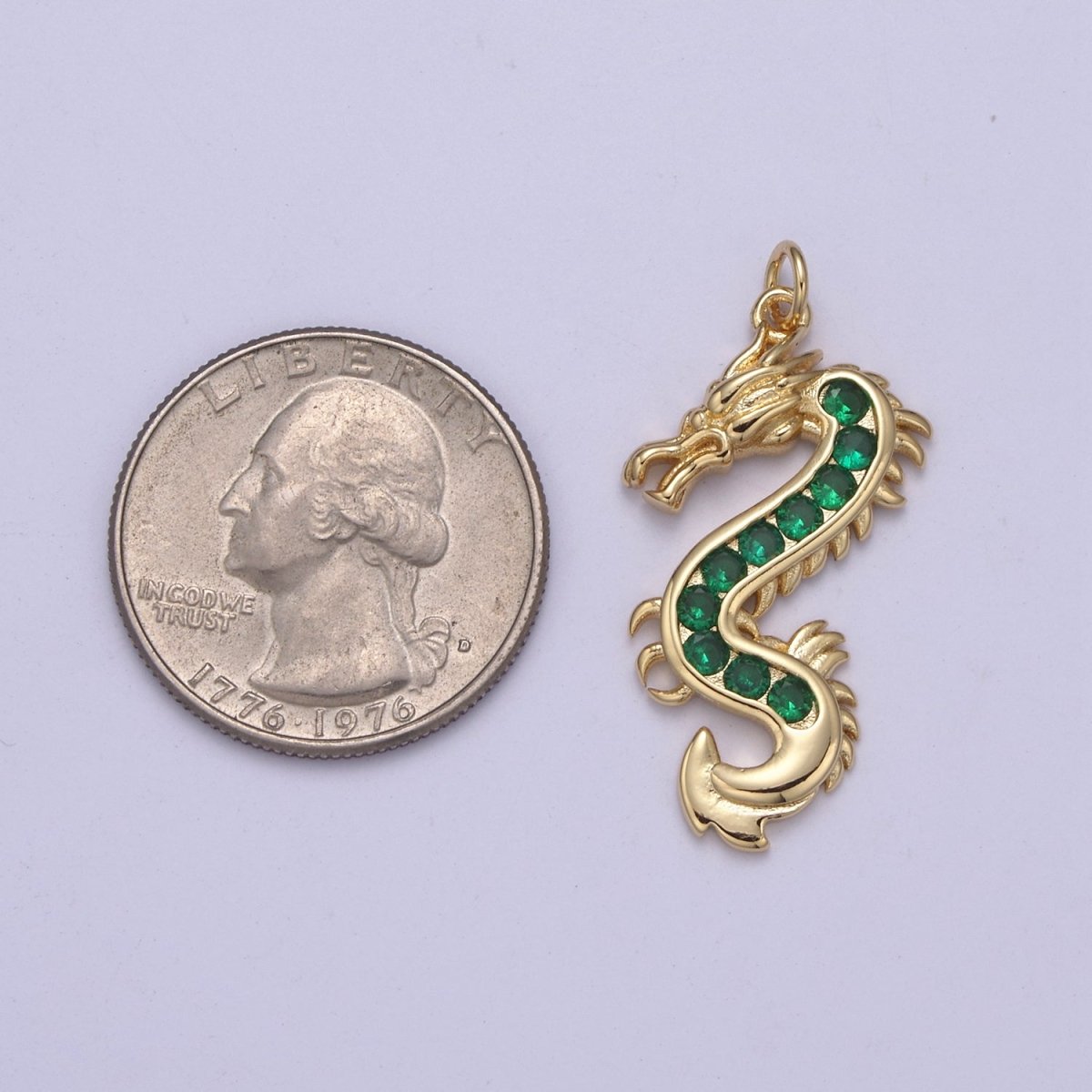 Mystical Dragon Pendant in 24K Gold Filled Animal Charm Cubic Zirconia Necklace Pendant N-406 - N-408 - DLUXCA