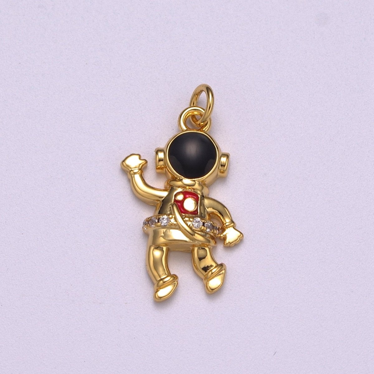 NASA Astronaut Charm Gold Filled Cute Pendant, Enamel Astronaut Charm, Wholesale People Necklace Bracelet Earring Charm add on M-745 - DLUXCA
