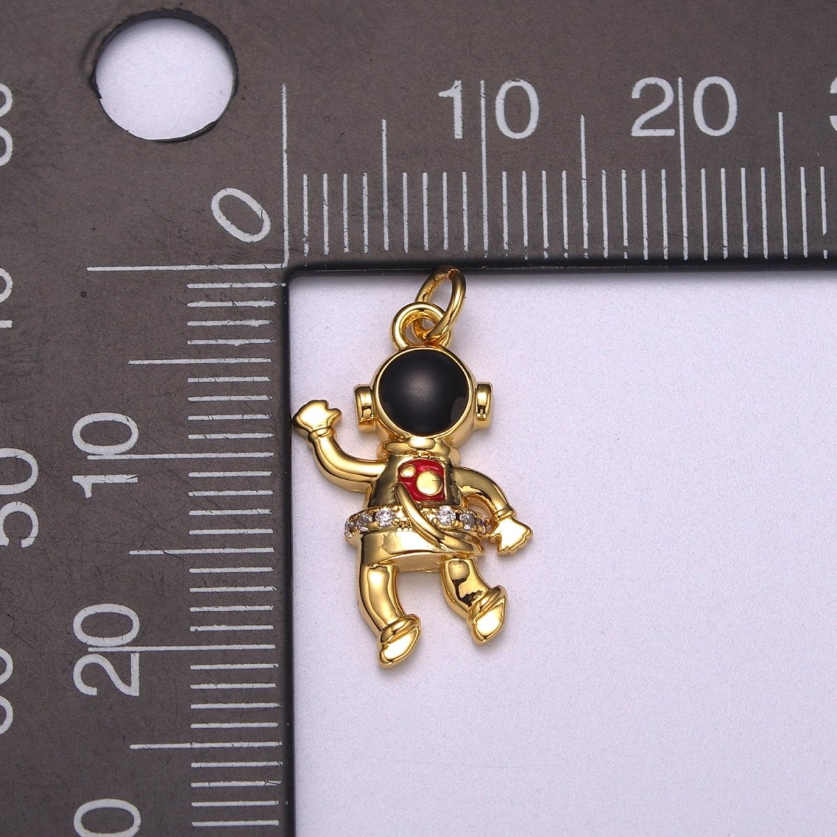 NASA Astronaut Charm Gold Filled Cute Pendant, Enamel Astronaut Charm, Wholesale People Necklace Bracelet Earring Charm add on M-745 - DLUXCA