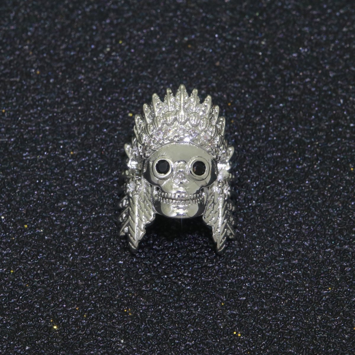 Native American Indian Head Charm Bead, Indian Chef Head Micro Pave CZ, Indian Skull Head Charm Bead, DIY, Jewelry Making, 16x11mm B-620 B-621 B-622 - DLUXCA