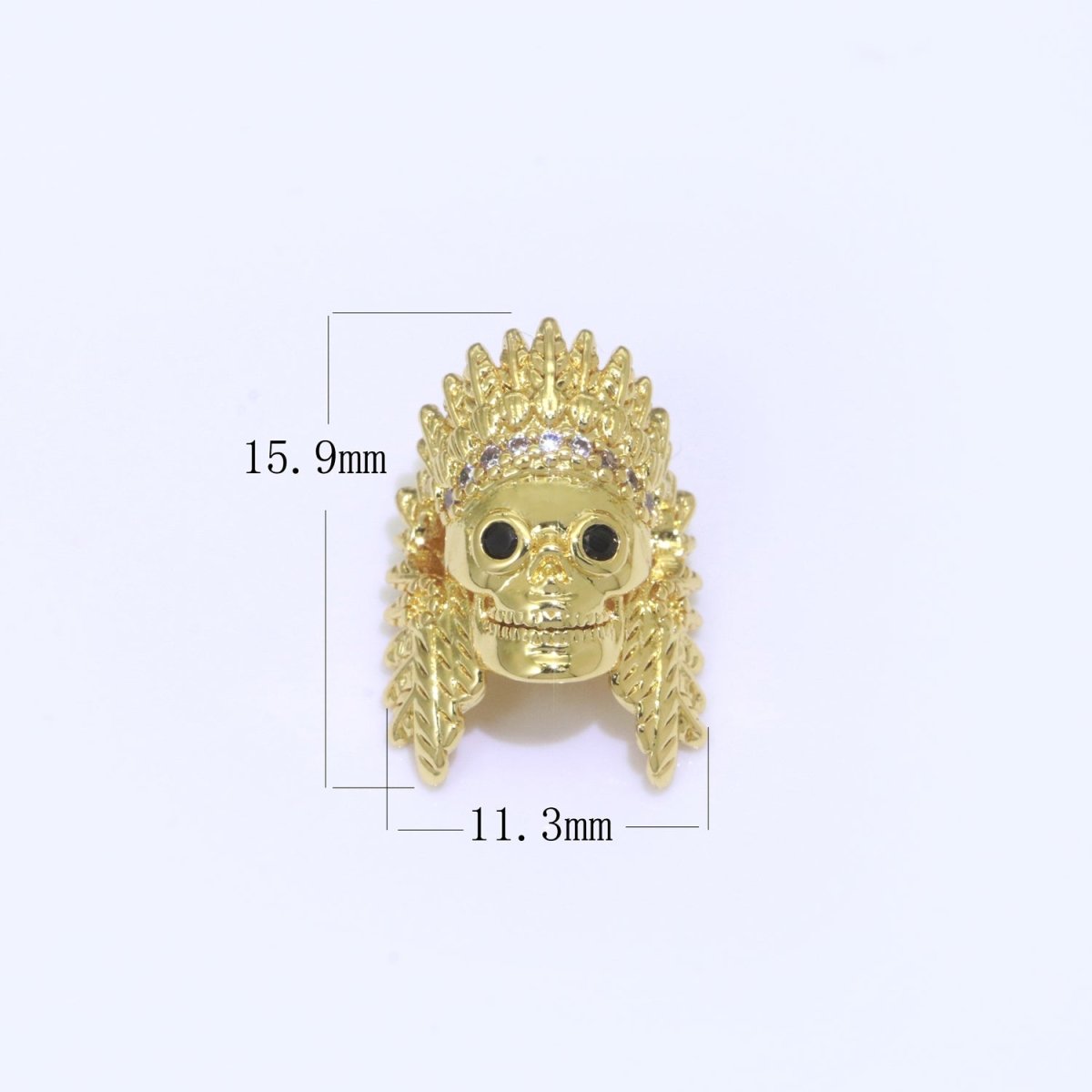 Native American Indian Head Charm Bead, Indian Chef Head Micro Pave CZ, Indian Skull Head Charm Bead, DIY, Jewelry Making, 16x11mm B-620 B-621 B-622 - DLUXCA