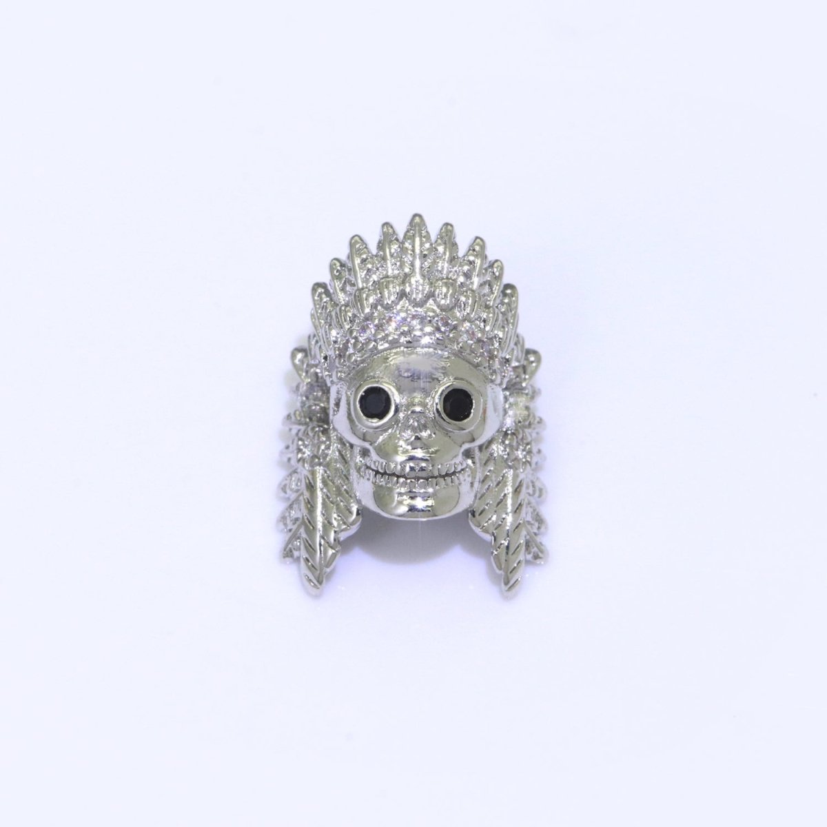 Native American Indian Head Charm Bead, Indian Chef Head Micro Pave CZ, Indian Skull Head Charm Bead, DIY, Jewelry Making, 16x11mm B-620 B-621 B-622 - DLUXCA
