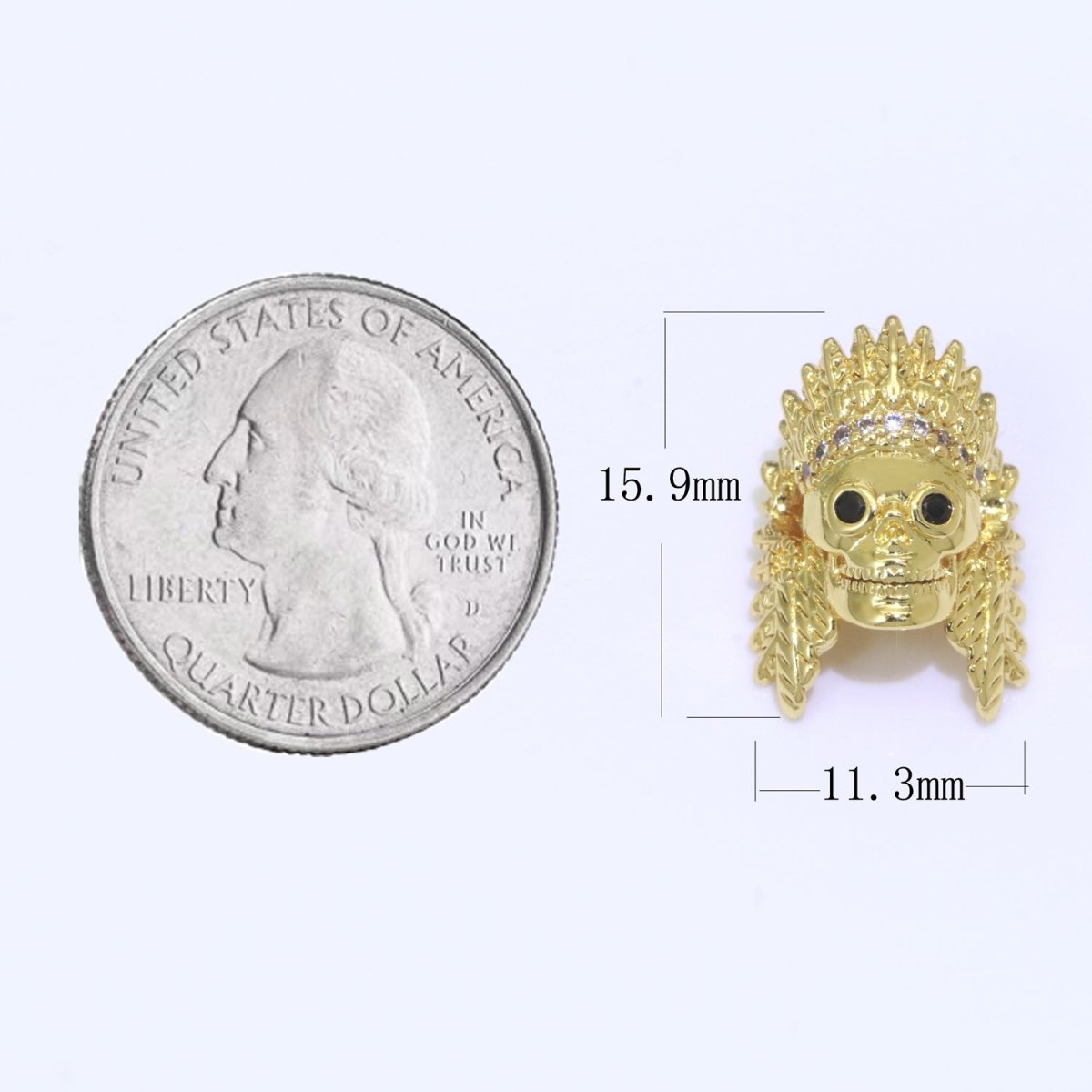 Native American Indian Head Charm Bead, Indian Chef Head Micro Pave CZ, Indian Skull Head Charm Bead, DIY, Jewelry Making, 16x11mm B-620 B-621 B-622 - DLUXCA