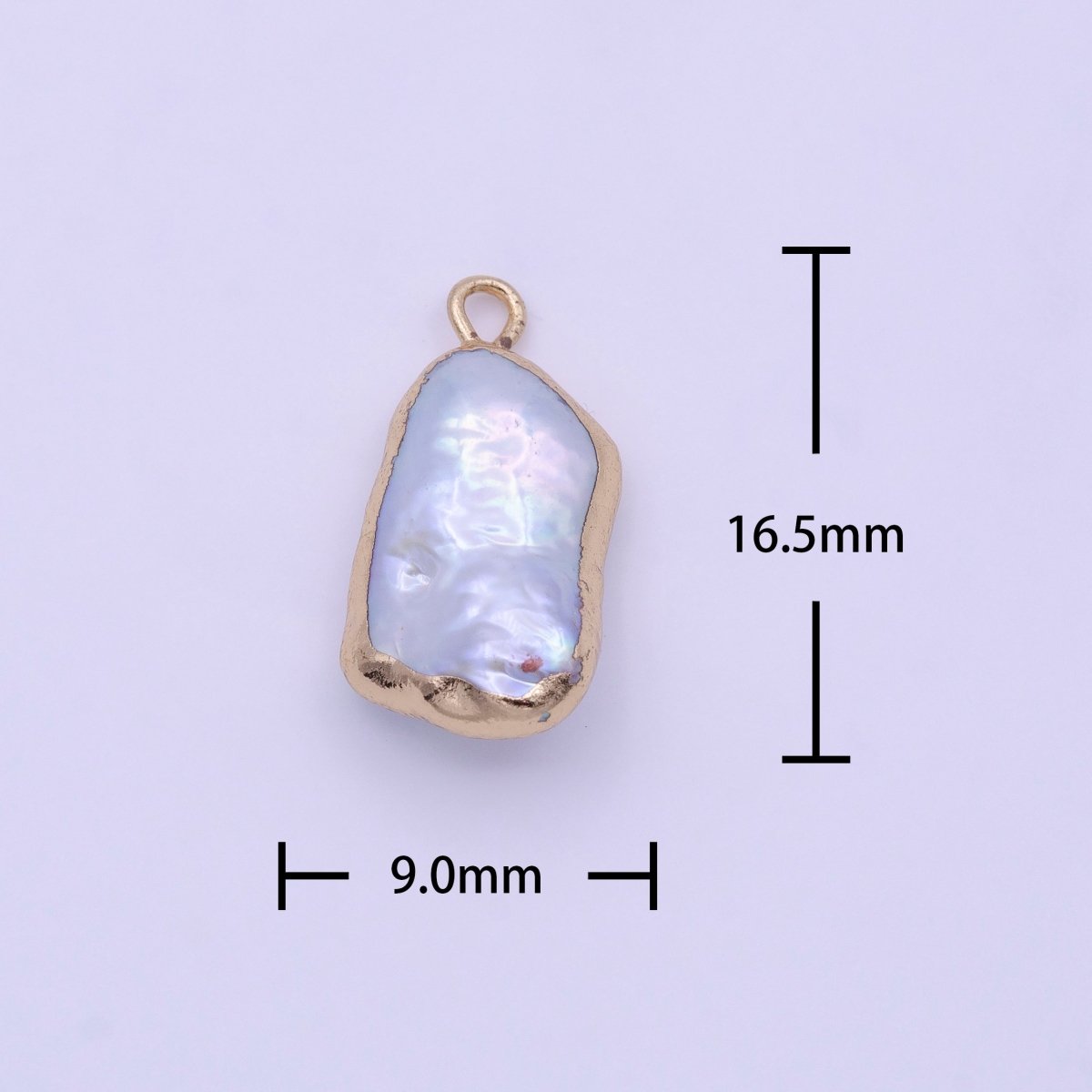 Natural Abstract Baroque Cultured White Freshwater Pearl Gold Coated Charm | P-1846 - DLUXCA