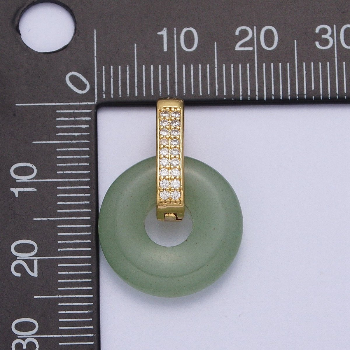 Natural Amethyst, Onyx, Jade, Tiger Eye, Rose Quartz Donut Micro Paved Pendant H-267 H-270 H-271 H-272 H-273 - DLUXCA