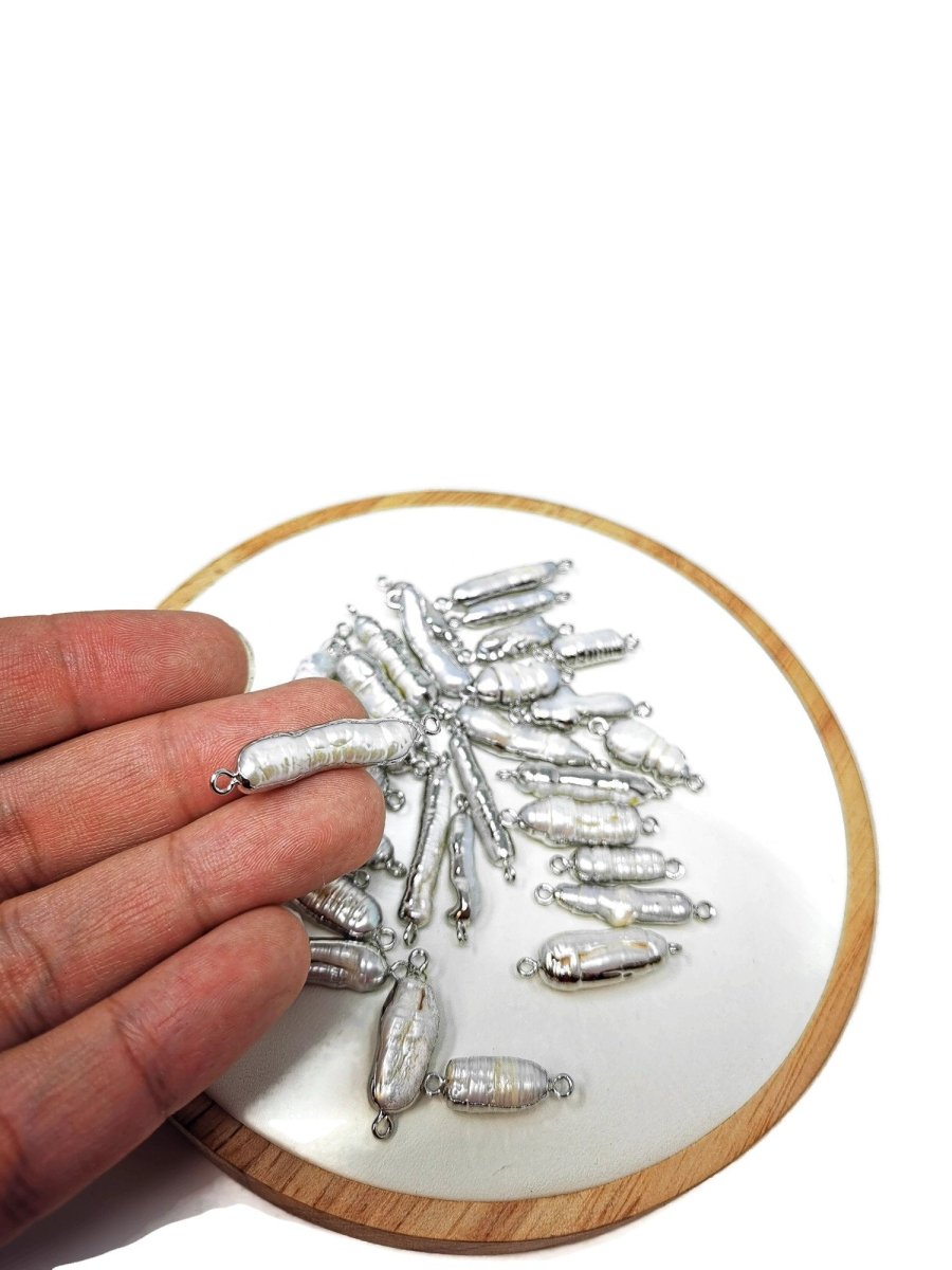 Natural Cylinder Bar Baroque Rhombus FreshWater Pearl Charm with 24k Gold Plated Edge Necklace Anklet Bracelet Earring Pendant Supplies P-1568 P-1569 P-1570 - DLUXCA