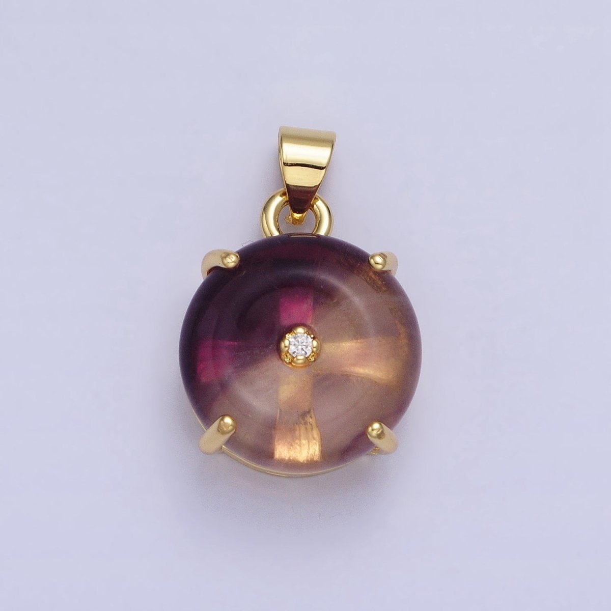 Natural Fluorite Purple and Blue Green Amazonite Natural Gemstone Donut Hole Transparent Pendants AA-317 AA-318 AA-319 AA-320 AA-321 AA-322 - DLUXCA