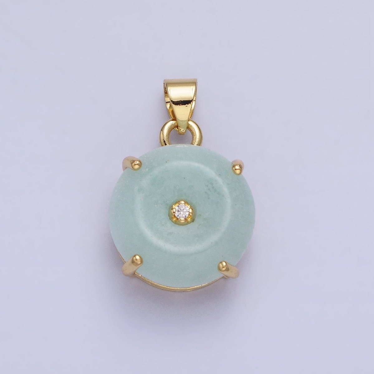 Natural Fluorite Purple and Blue Green Amazonite Natural Gemstone Donut Hole Transparent Pendants AA-317 AA-318 AA-319 AA-320 AA-321 AA-322 - DLUXCA