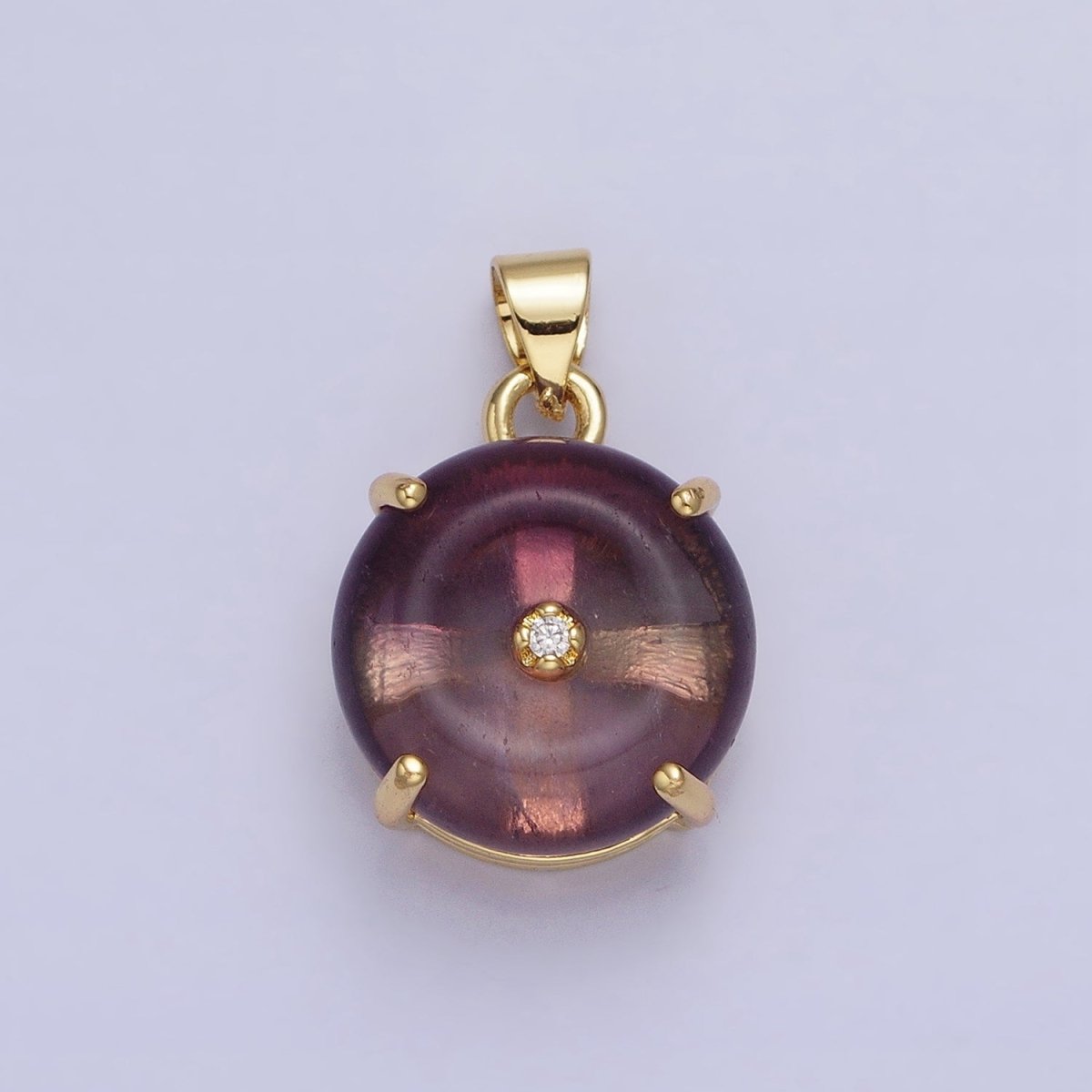 Natural Fluorite Purple and Blue Green Amazonite Natural Gemstone Donut Hole Transparent Pendants AA-317 AA-318 AA-319 AA-320 AA-321 AA-322 - DLUXCA