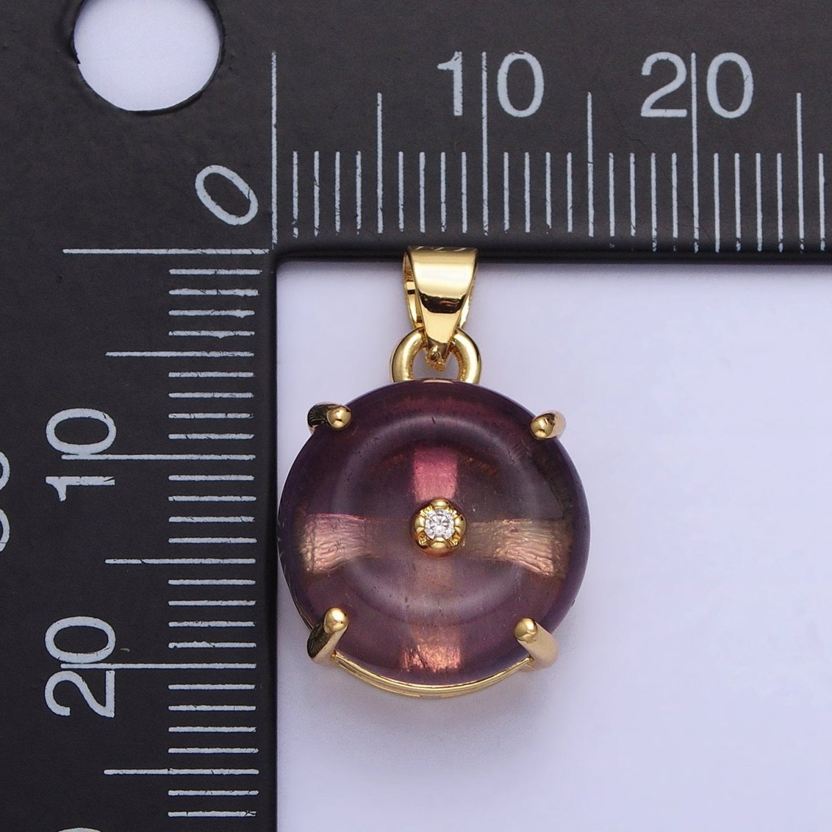 Natural Fluorite Purple and Blue Green Amazonite Natural Gemstone Donut Hole Transparent Pendants AA-317 AA-318 AA-319 AA-320 AA-321 AA-322 - DLUXCA