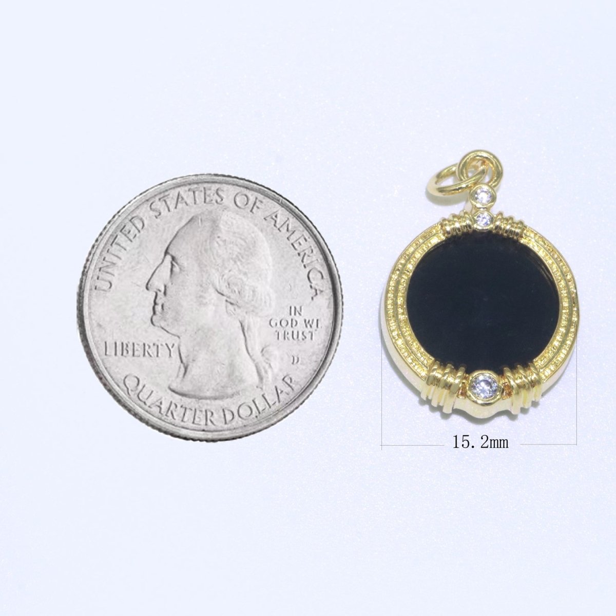 Natural Gemstone charms, 15.2mm Round Coin pendant, Gold Filled pendant Onyx, Malachite, Quartz, Amethyst, Amazonite, Rubi Previous Stone M-404 - M-409 - DLUXCA