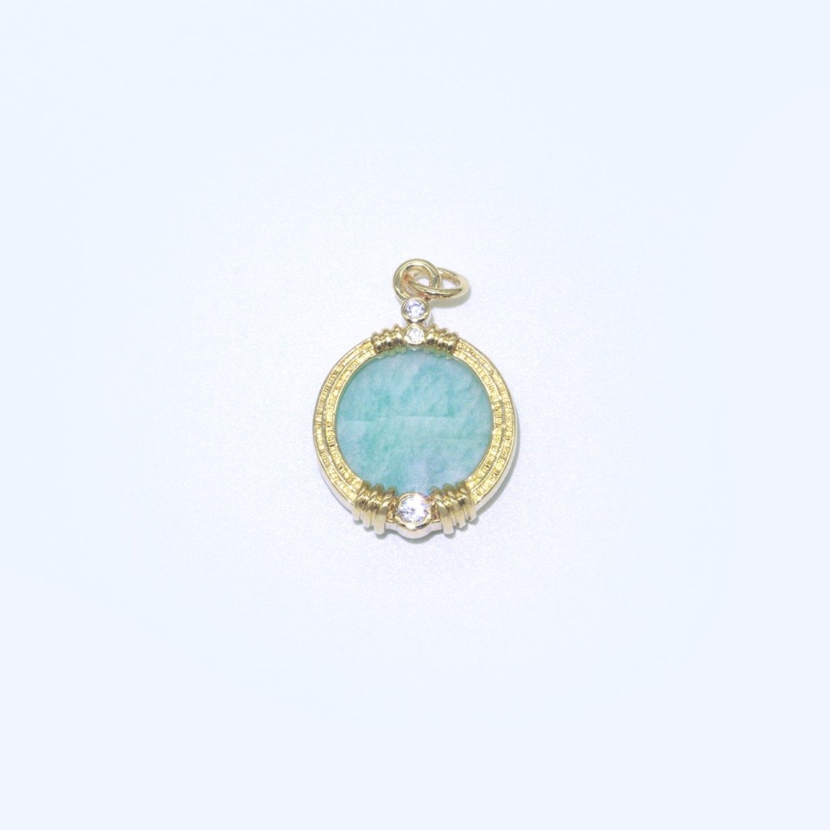 Natural Gemstone charms, 15.2mm Round Coin pendant, Gold Filled pendant Onyx, Malachite, Quartz, Amethyst, Amazonite, Rubi Previous Stone M-404 - M-409 - DLUXCA