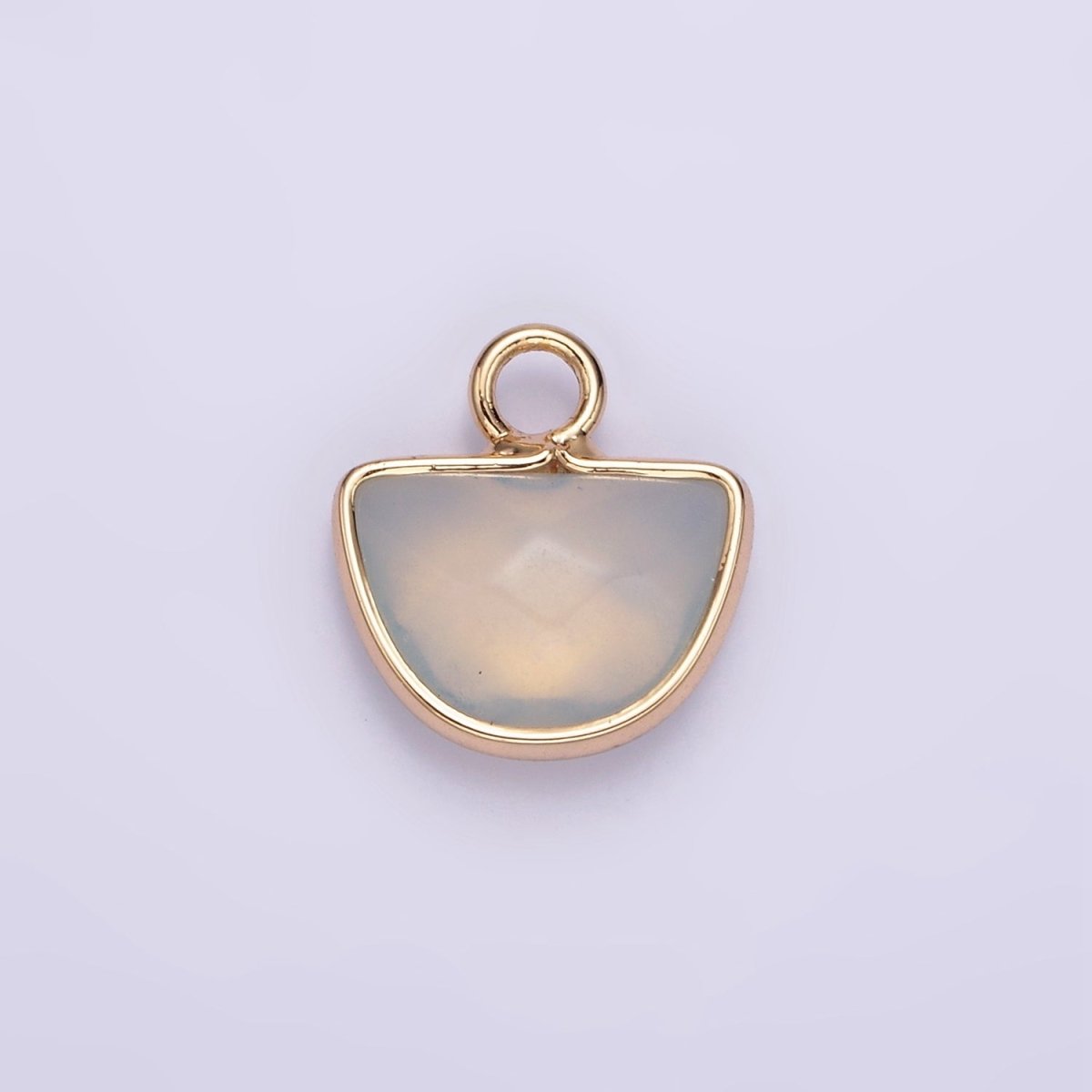 Natural Gemstone Half Moon Semi-Circle Charm Opal Amethyst Rose Quartz Semi-Precious Gemstones N1723 N1724 N1725 - DLUXCA