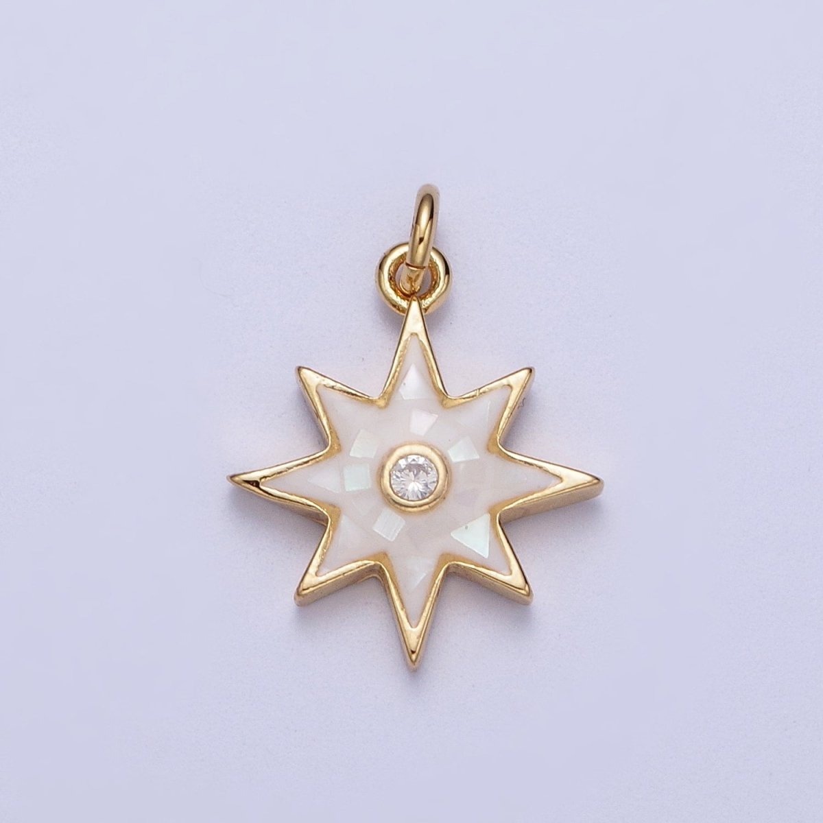 Natural Green Pink White Blue Black Shell North Star Shape Charm in Gold for Celestial Jewelry| X-774 - X-778 - DLUXCA