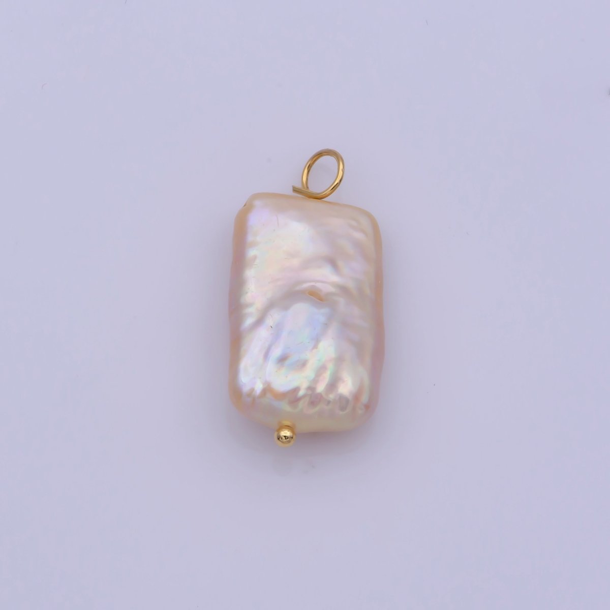 Natural White Rectangle Freshwater Pearl Charm High Luster Genuine Cultured Fresh water Pearl P-1853 - DLUXCA