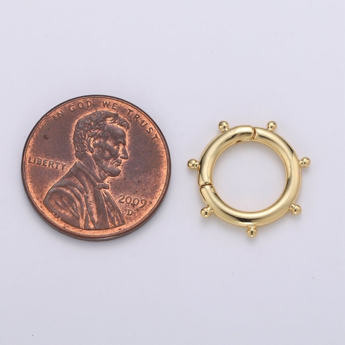 Nautical Gold Spirng Gate Ring, Gold Filled Pull Gate Ring, Ferris Wheel Gold Filled Carabiner Clasp For Connector Wristlet Holder L-092 - DLUXCA
