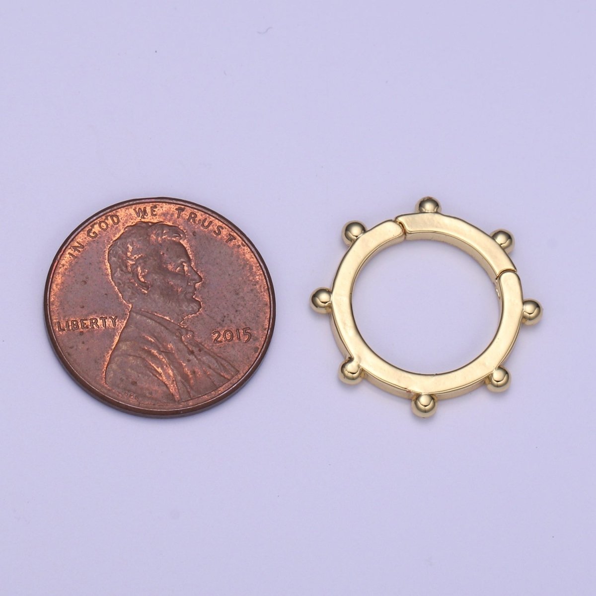 Nautical Gold Spring Gate Ring, 18 mm Ship Wheel Push Gate ring, Charm Holder Clasp for Connector, Wristlet Holder L-275 - DLUXCA