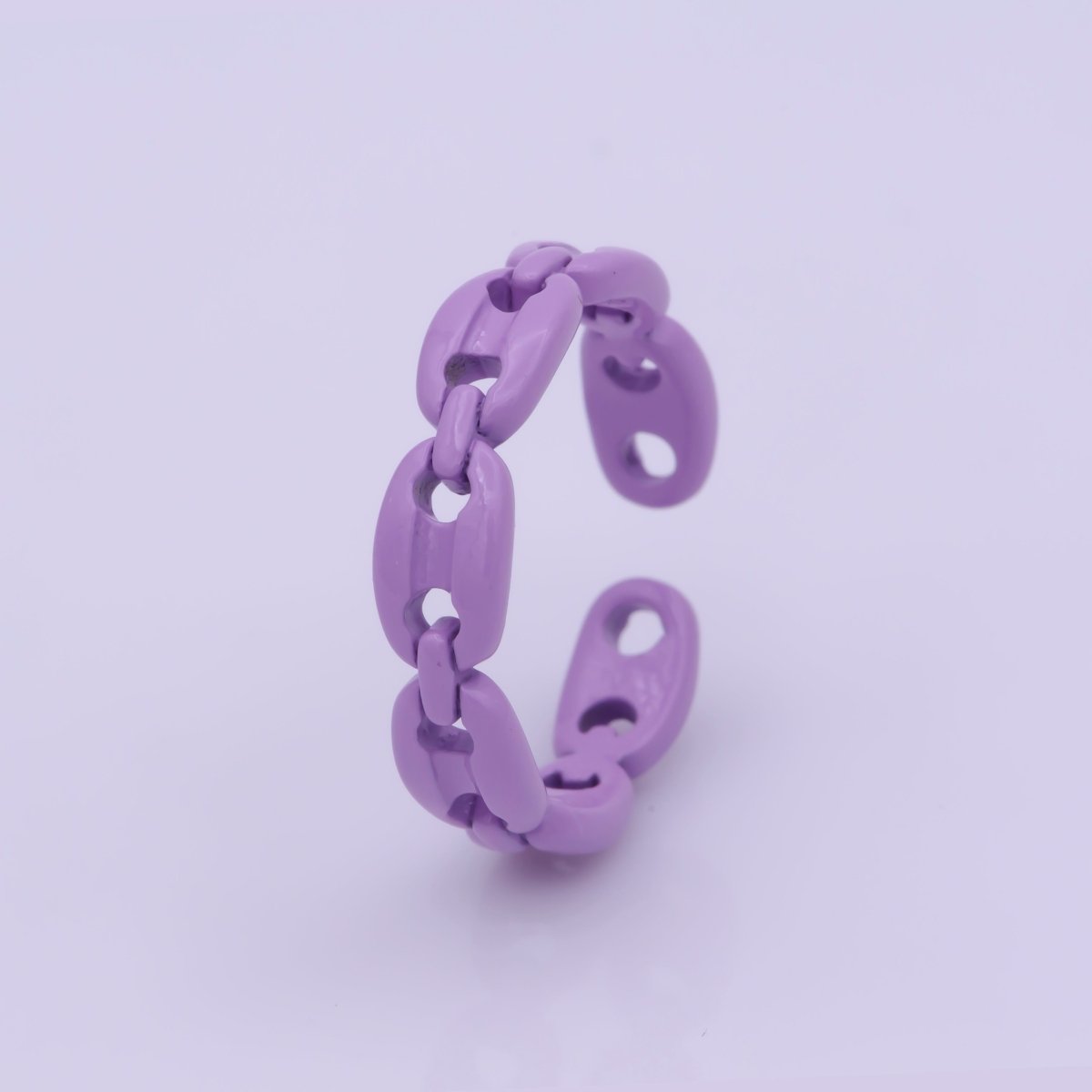 Neon Anchor Ring Link Chain Ring Enamel Statement Jewelry Open Adjustable Ring Y2K Colorful Ring - DLUXCA
