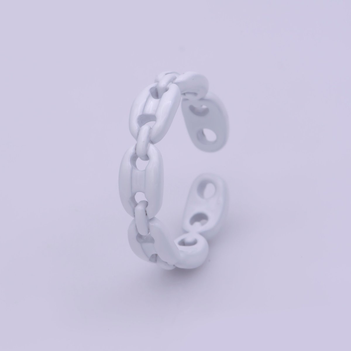 Neon Anchor Ring Link Chain Ring Enamel Statement Jewelry Open Adjustable Ring Y2K Colorful Ring - DLUXCA