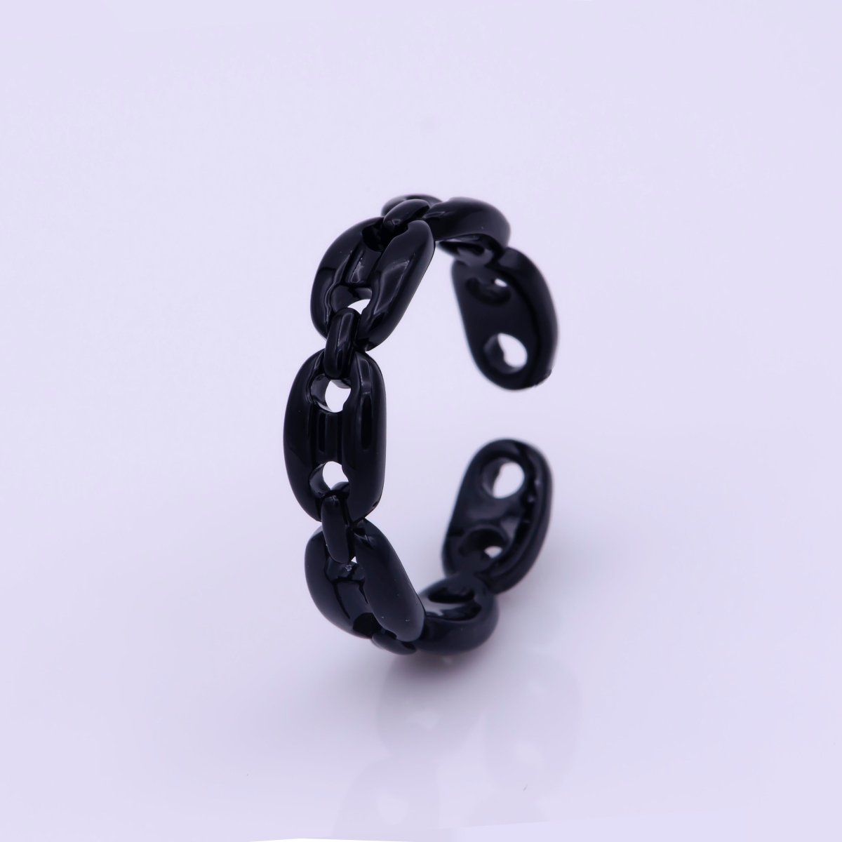 Neon Anchor Ring Link Chain Ring Enamel Statement Jewelry Open Adjustable Ring Y2K Colorful Ring - DLUXCA