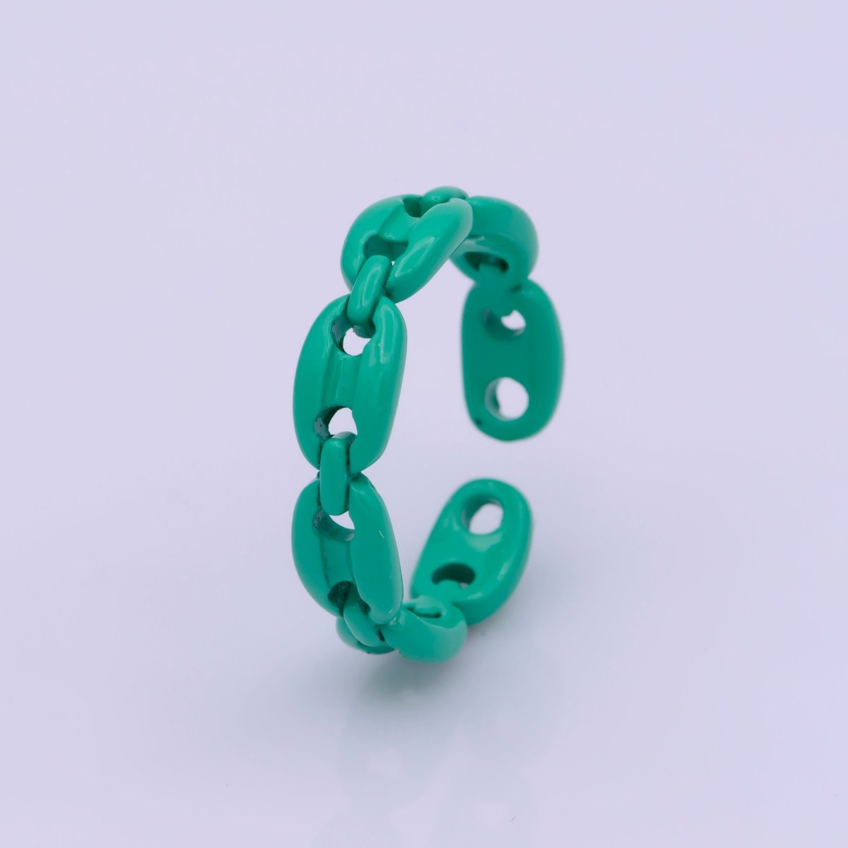 Neon Anchor Ring Link Chain Ring Enamel Statement Jewelry Open Adjustable Ring Y2K Colorful Ring - DLUXCA