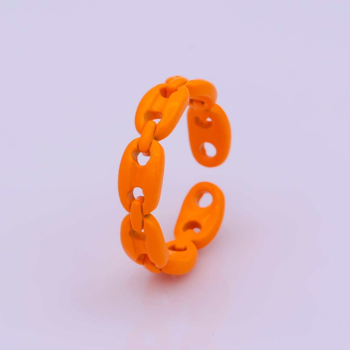 Neon Anchor Ring Link Chain Ring Enamel Statement Jewelry Open Adjustable Ring Y2K Colorful Ring - DLUXCA