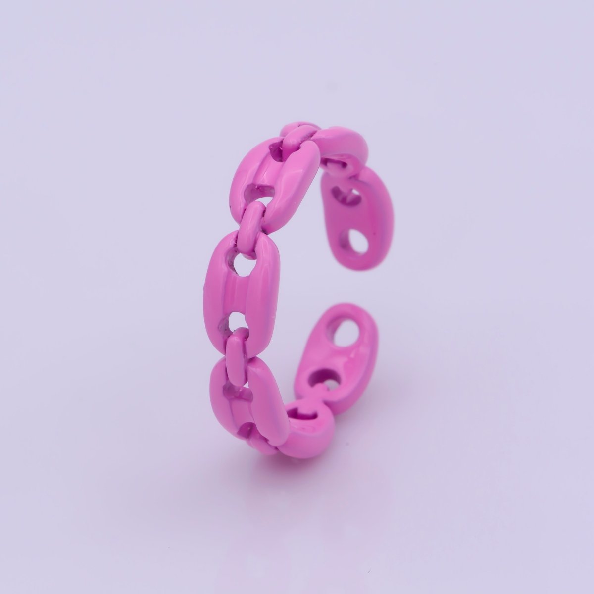 Neon Anchor Ring Link Chain Ring Enamel Statement Jewelry Open Adjustable Ring Y2K Colorful Ring - DLUXCA