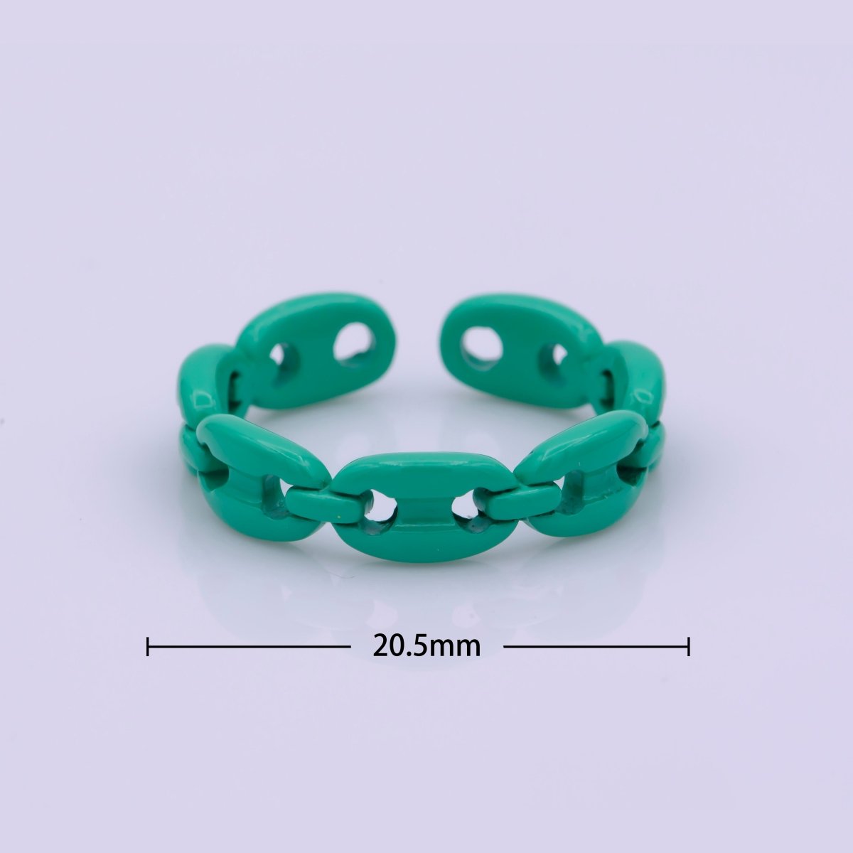 Neon Anchor Ring Link Chain Ring Enamel Statement Jewelry Open Adjustable Ring Y2K Colorful Ring - DLUXCA