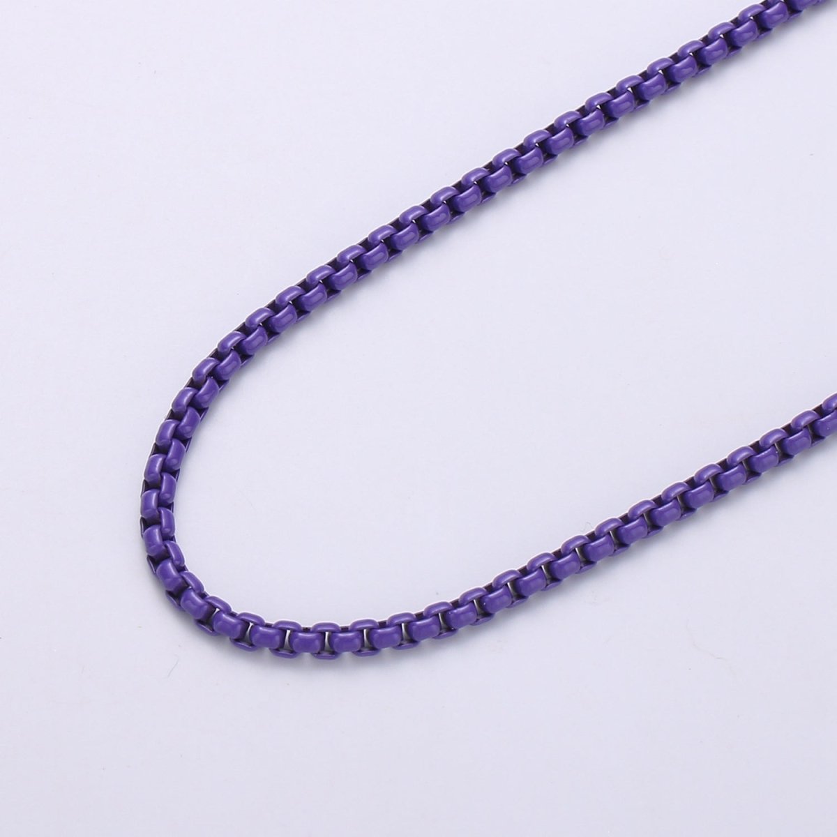 Neon Enamel Box Chain by Yard, Enamel Pop Chain Necklaces, Retro 1990 90s trend Style Chain Necklace Purple Pink Orange Blue White Yellow Green | ROLL-338 to ROLL-347 Clearance Pricing - DLUXCA