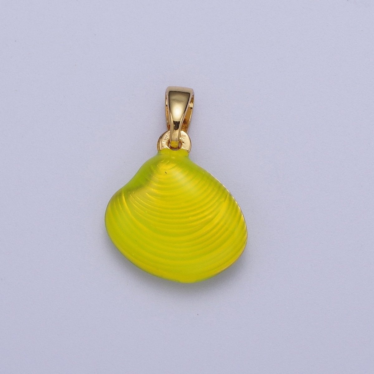Neon Yellow, Blue, Green Colored Enamel Clam Sea Shell Pendant For Summer Beach Jewelry | X-537-X-539 - DLUXCA