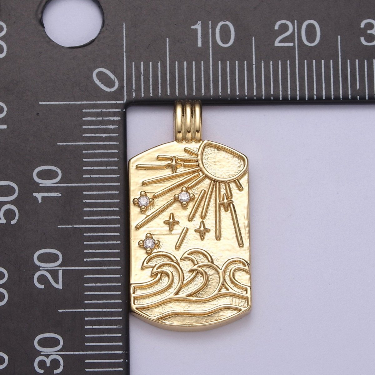 New Element Tag Collection Gold Element Charm Fire Wind Earth Ocean Wave Charm 14K Gold Filled Medallion for Necklace Supply H-519 H-521 H-522 H-524 - DLUXCA