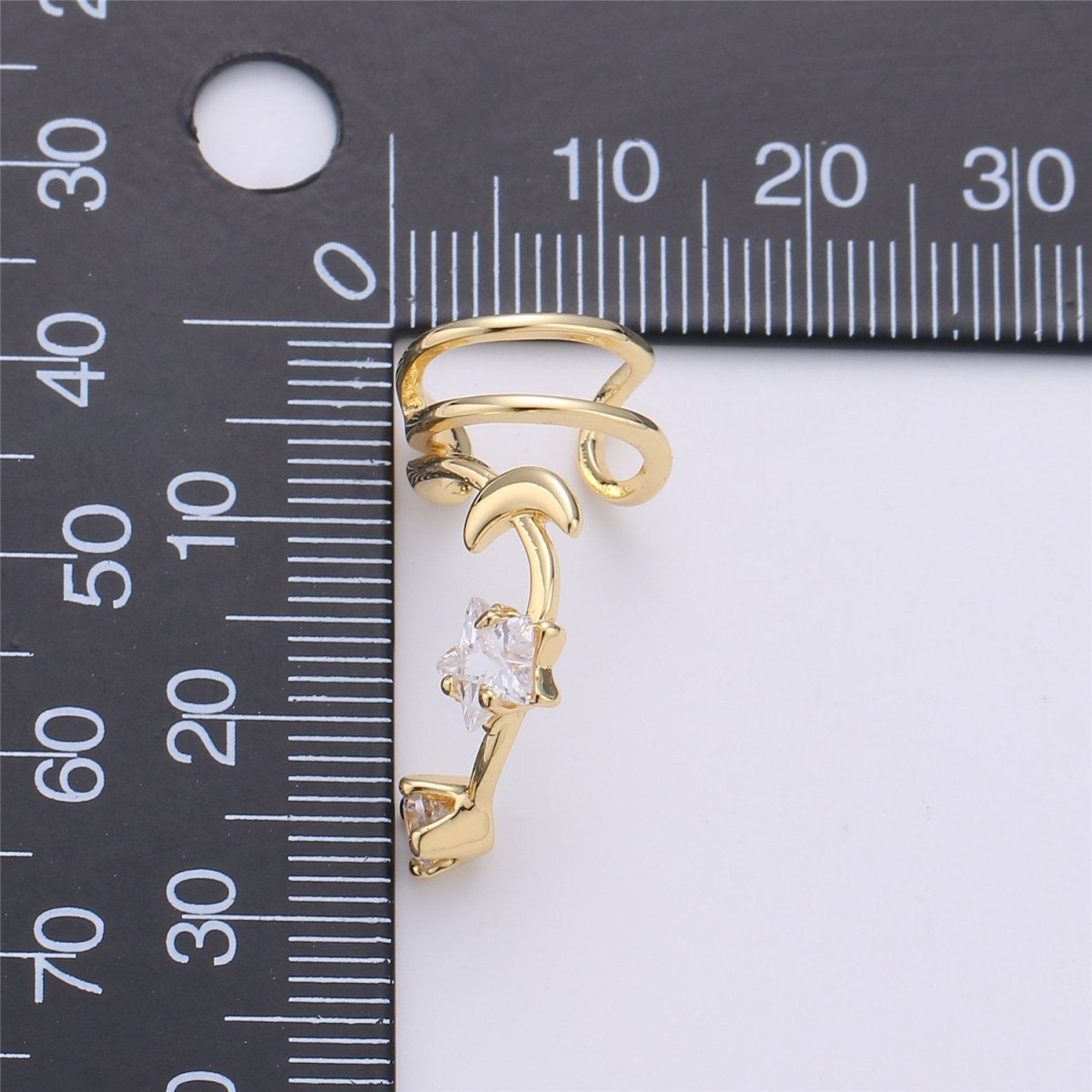 Non pierced conch ear cuff, Gold Cubic ear cuff, Huggie ear cuff, Dainty gold ear cuff, Dainty Minimalist ear cuff earrings K-228 - DLUXCA