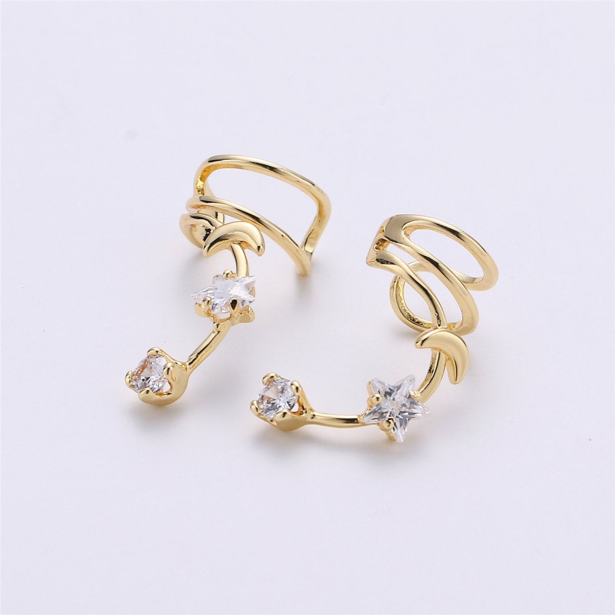 Non pierced conch ear cuff, Gold Cubic ear cuff, Huggie ear cuff, Dainty gold ear cuff, Dainty Minimalist ear cuff earrings K-228 - DLUXCA