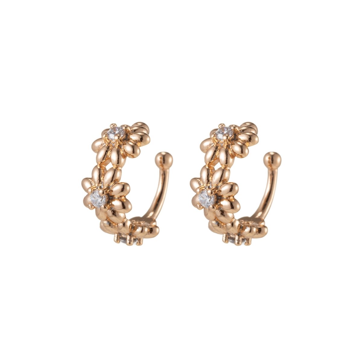 Non Piercing Ear Cuff Gold Flower Ear Cuff Cartilage Cuff Earring Single Piece Ear Cuff Small Hoop Cuff Earring Trendy Layered Ear Cuffs AI-043 - DLUXCA
