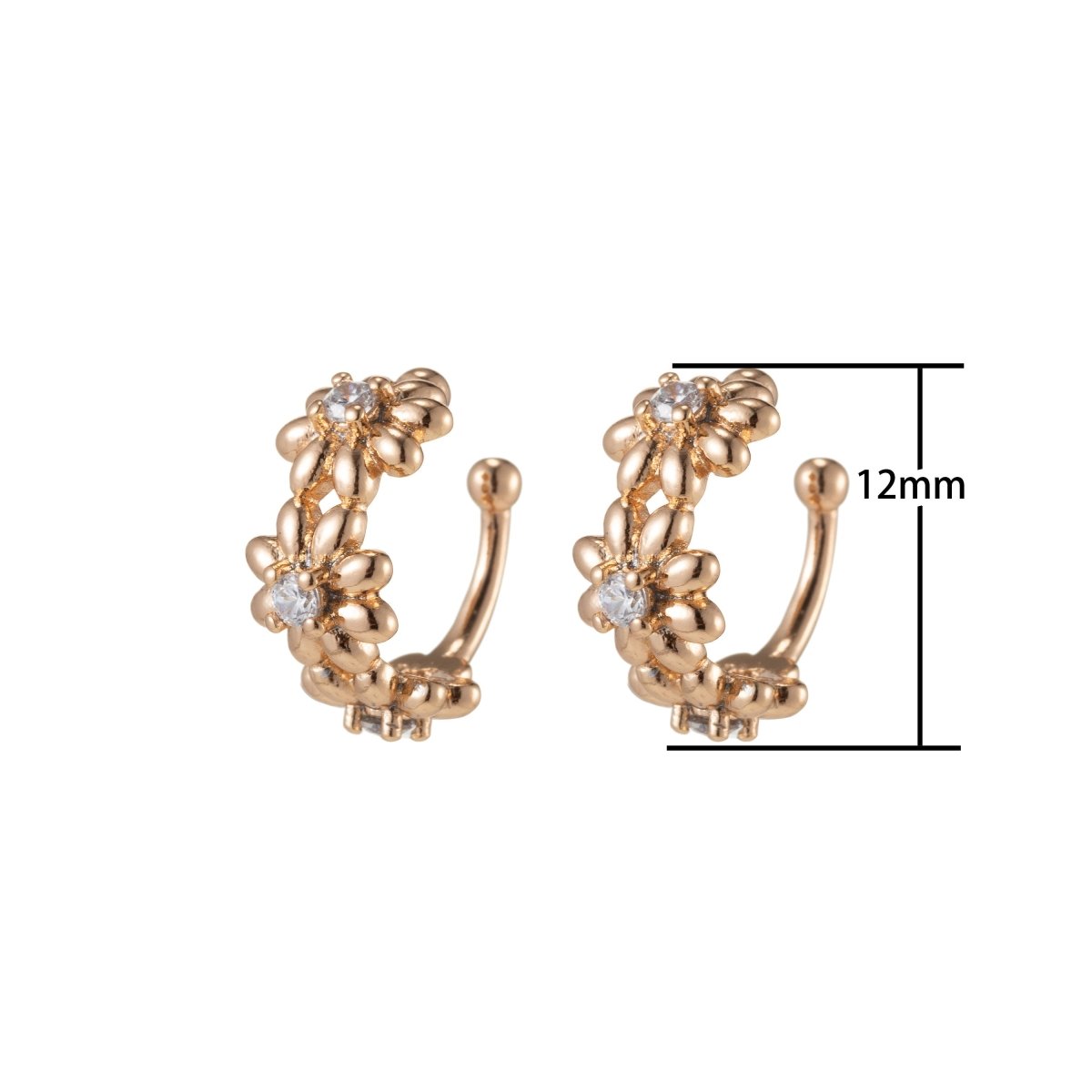 Non Piercing Ear Cuff Gold Flower Ear Cuff Cartilage Cuff Earring Single Piece Ear Cuff Small Hoop Cuff Earring Trendy Layered Ear Cuffs AI-043 - DLUXCA