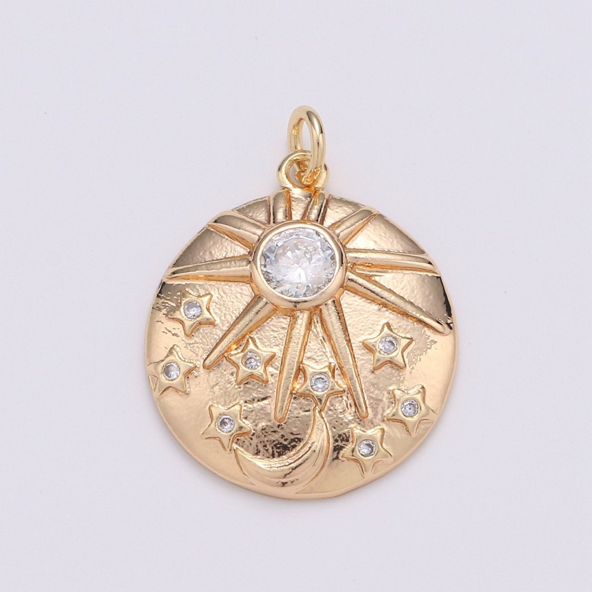 NorthStar in the Galaxy 18K Gold Filled Charm, Asteroid Charm, Planetoid Pendant, Star Coin Charm, Sirius Charm, Cubic Star Charm D-228 - DLUXCA