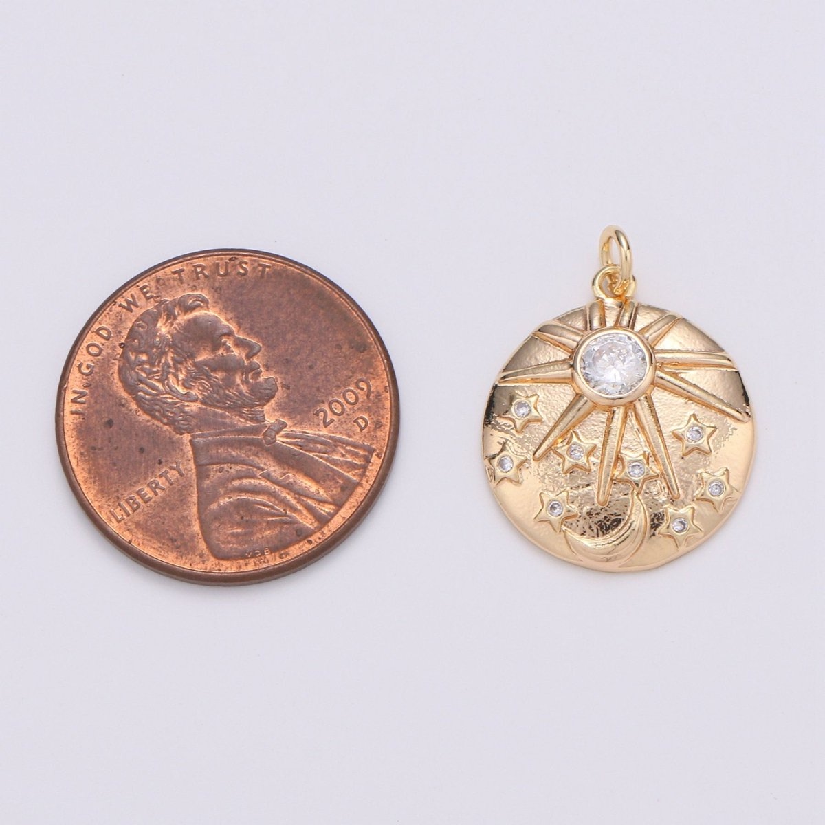 NorthStar in the Galaxy 18K Gold Filled Charm, Asteroid Charm, Planetoid Pendant, Star Coin Charm, Sirius Charm, Cubic Star Charm D-228 - DLUXCA