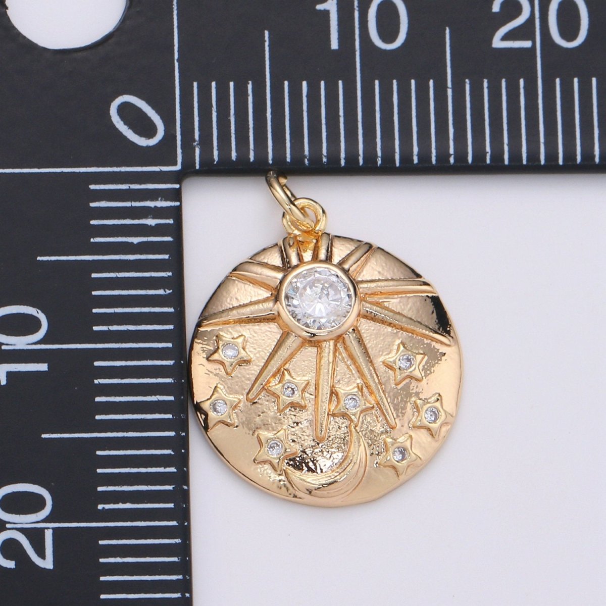 NorthStar in the Galaxy 18K Gold Filled Charm, Asteroid Charm, Planetoid Pendant, Star Coin Charm, Sirius Charm, Cubic Star Charm D-228 - DLUXCA