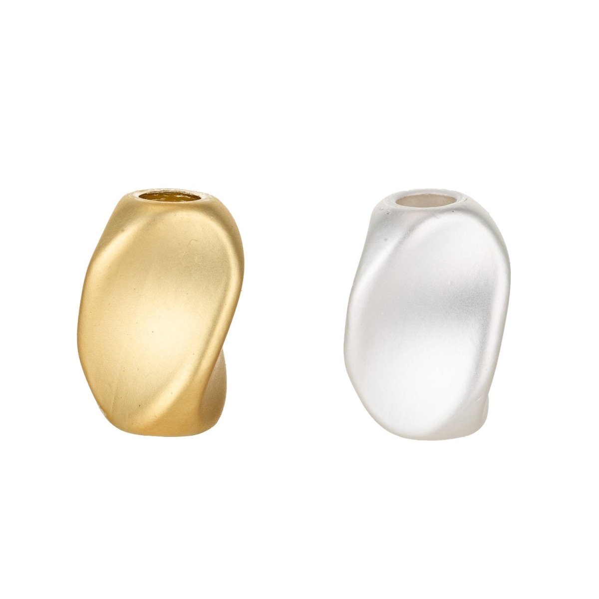 Nugget Beads,Faceted Matte Gold Silver Slider Bead for Beaded Stretch Bracelet Jewelry Supplies 8x5mm K-065 - DLUXCA