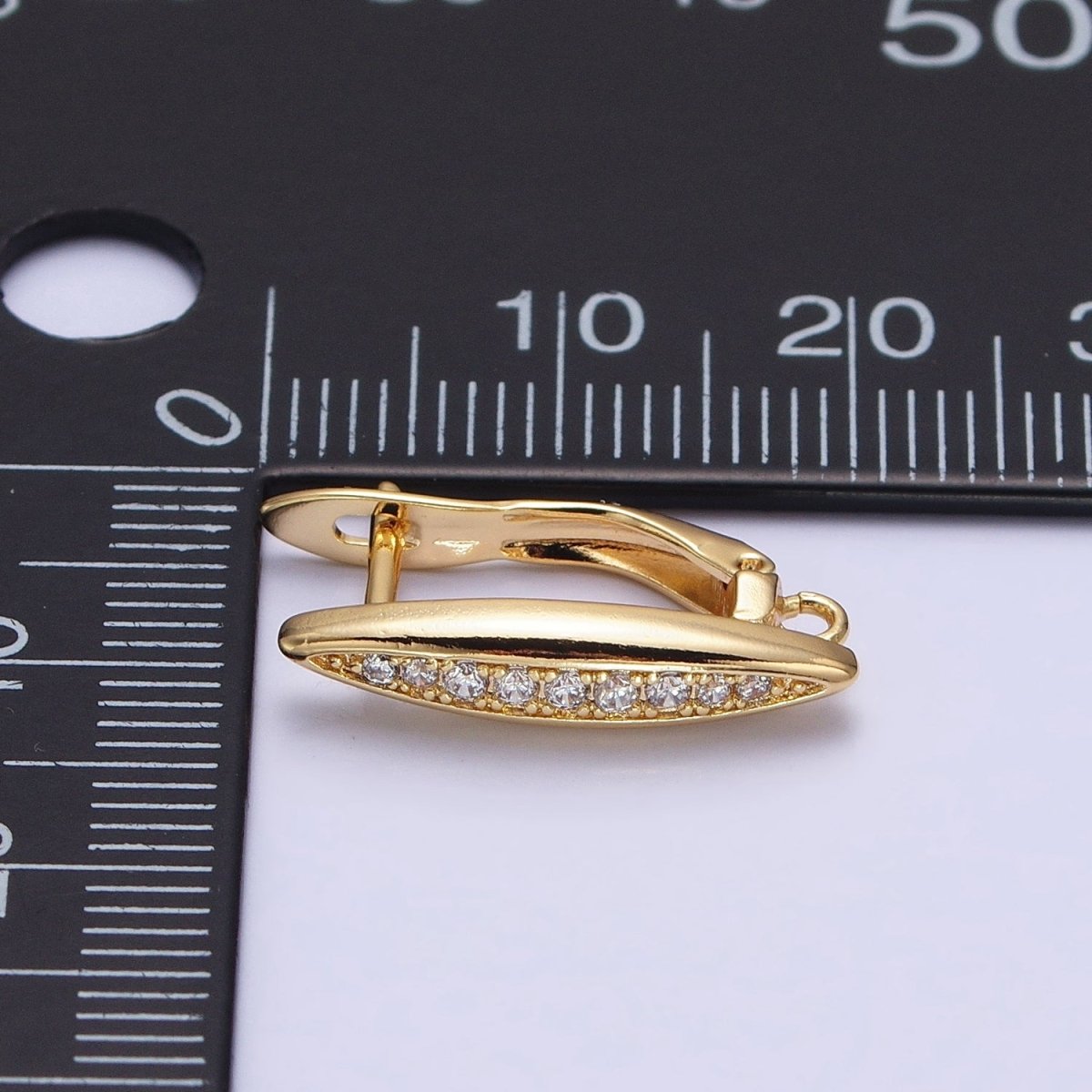 Oblong Micro Paved Clear CZ Lined Open Loop Earrings Supply in Gold & Silver | Z-284 Z-285 - DLUXCA