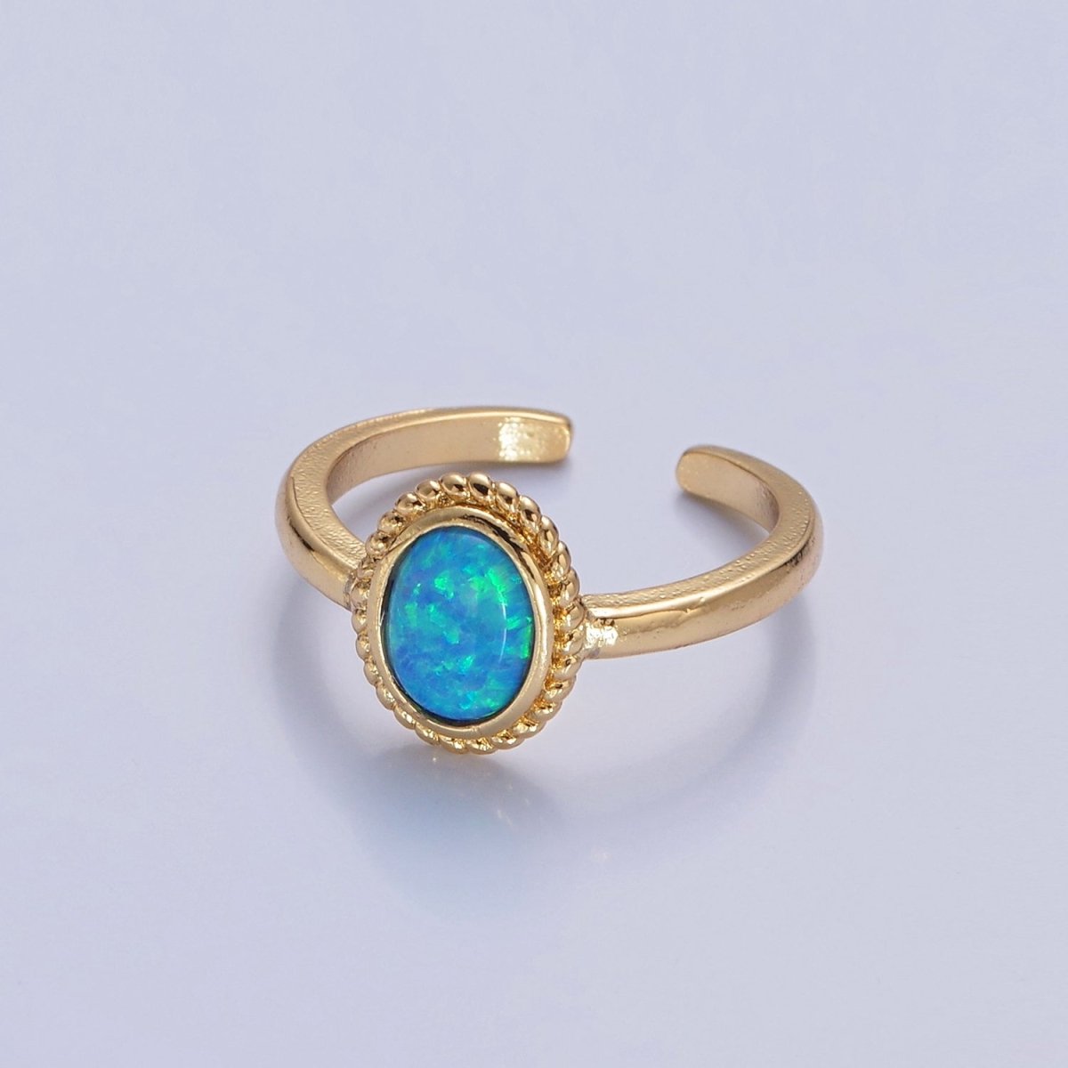 Ocean Blue Opal Gold Vintage Style Ring O-2222 O-2223 - DLUXCA