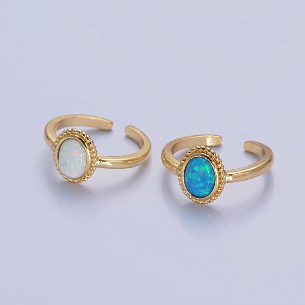 Ocean Blue Opal Gold Vintage Style Ring O-2222 O-2223 - DLUXCA