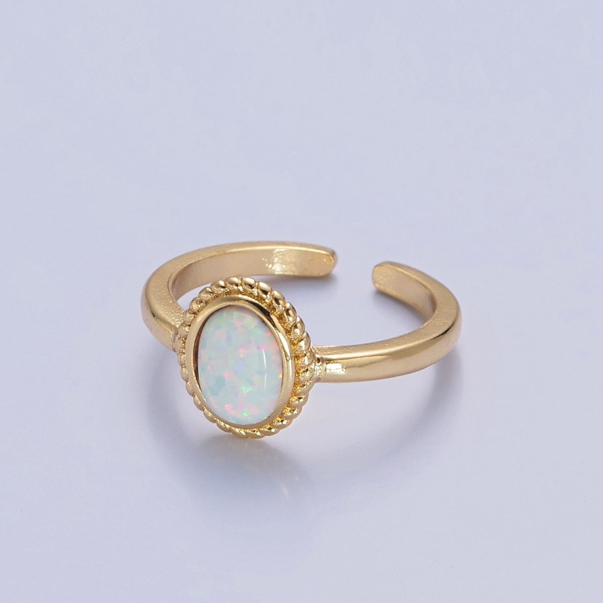 Ocean Blue Opal Gold Vintage Style Ring O-2222 O-2223 - DLUXCA