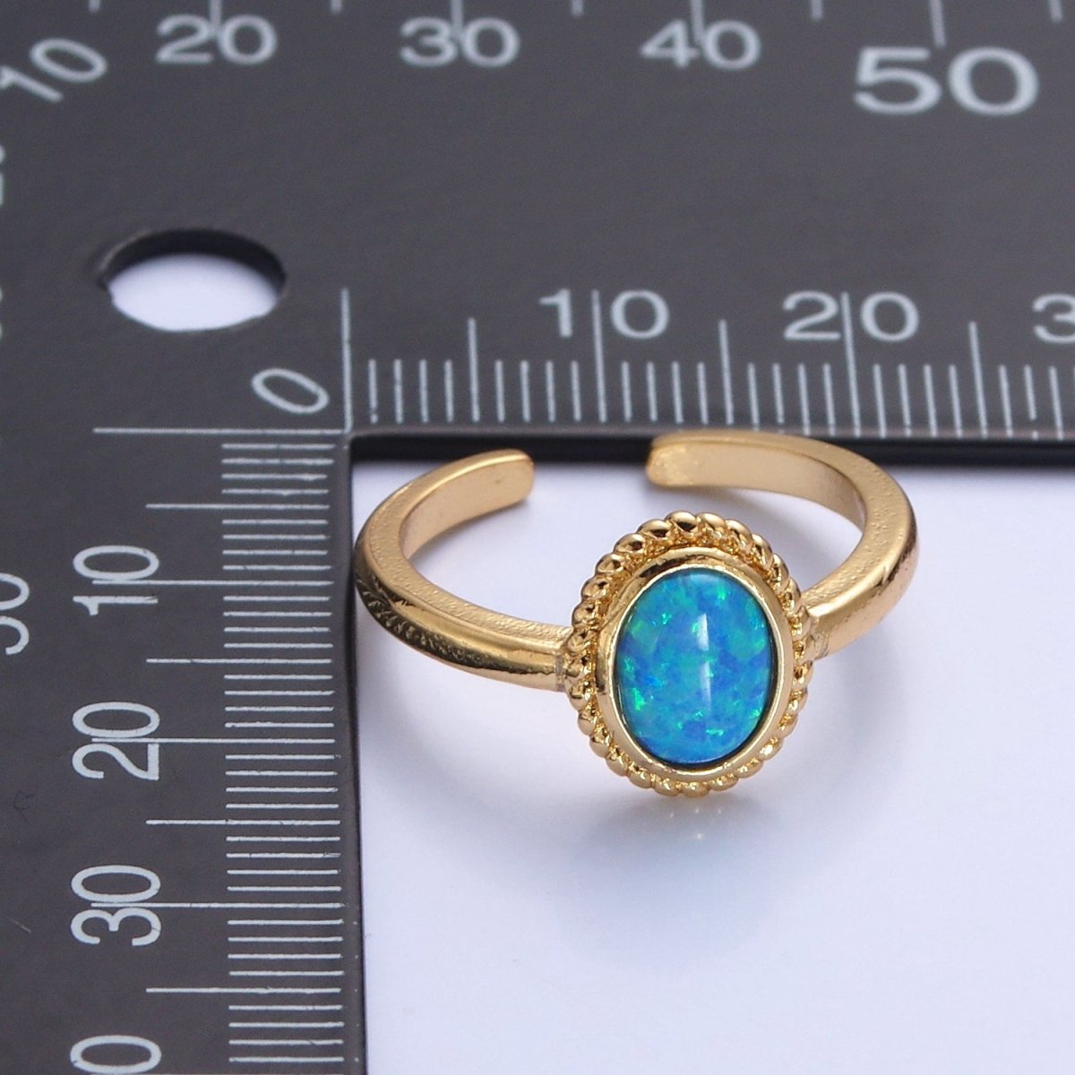 Ocean Blue Opal Gold Vintage Style Ring O-2222 O-2223 - DLUXCA