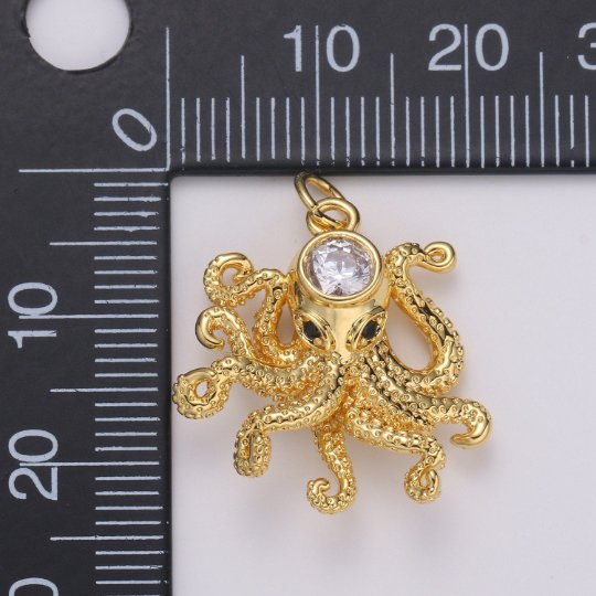 Octopus Pendant, 24K White Gold Filled Animal Ocean Inspired Charm, Beach Jewelry, Marine Jewelry, Minimalist, Octopus Pendant, Summer Jewelry | E-219 E-792 - DLUXCA