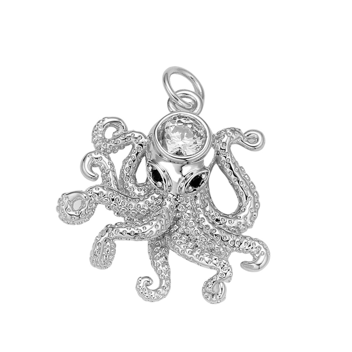 Octopus Pendant, 24K White Gold Filled Animal Ocean Inspired Charm, Beach Jewelry, Marine Jewelry, Minimalist, Octopus Pendant, Summer Jewelry | E-219 E-792 - DLUXCA