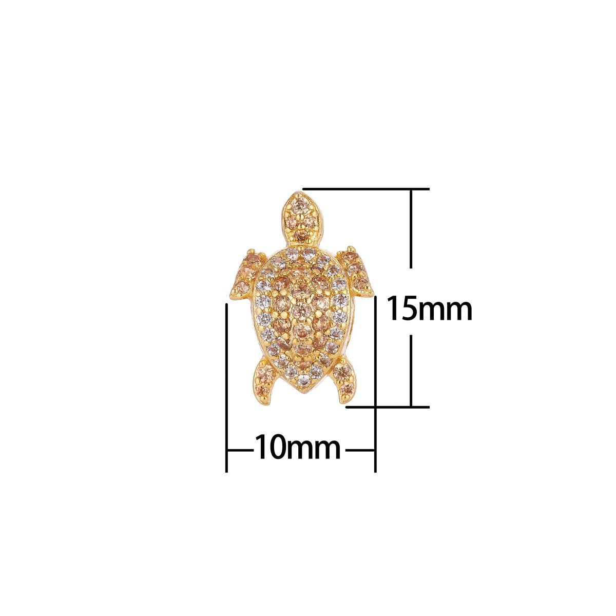 On Sale! CLEARANCE! 10mm Micro Paved Beach Turtle Gold Filled Spacer Bead | B-030 - DLUXCA