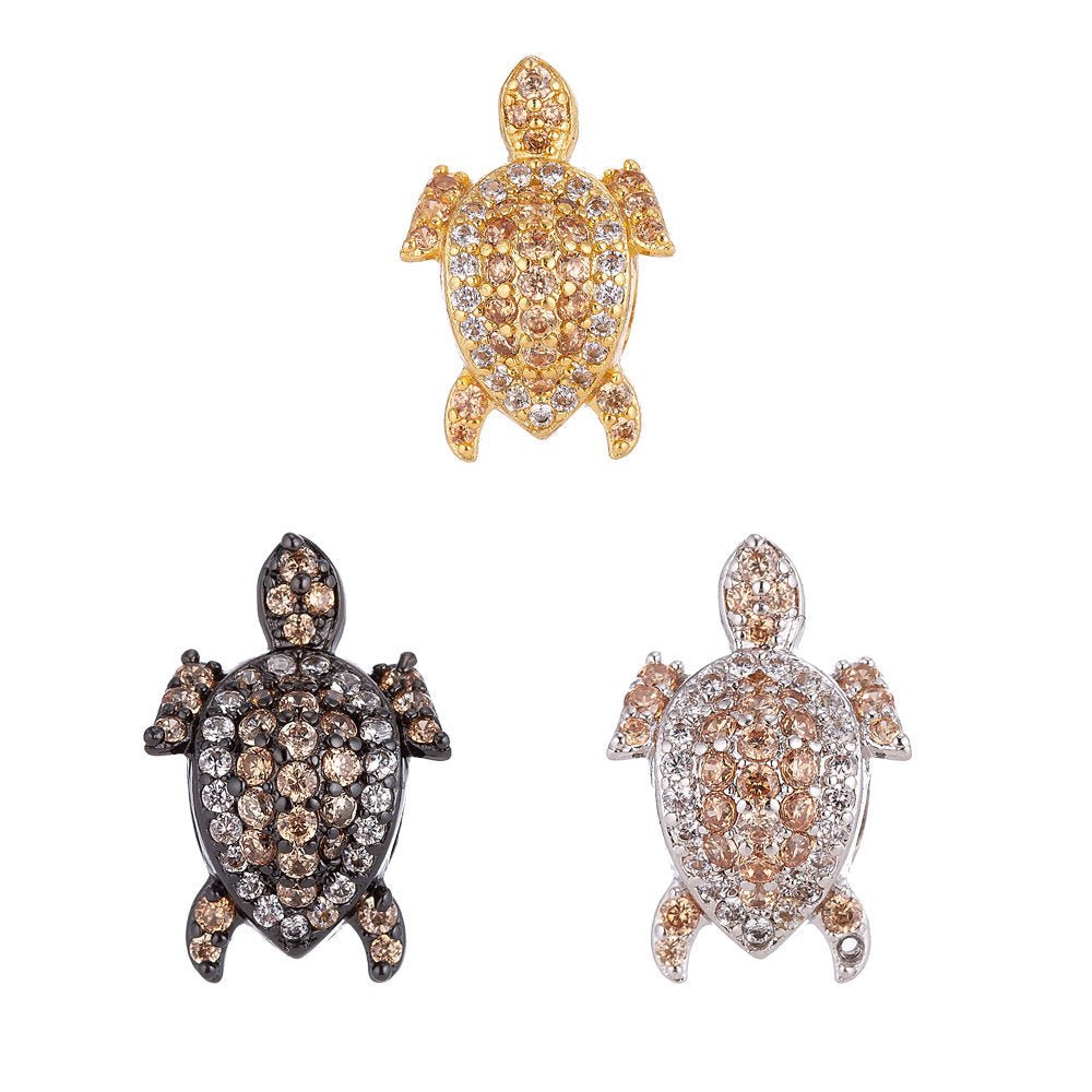 On Sale! CLEARANCE! 10mm Micro Paved Beach Turtle Gold Filled Spacer Bead | B-030 - DLUXCA