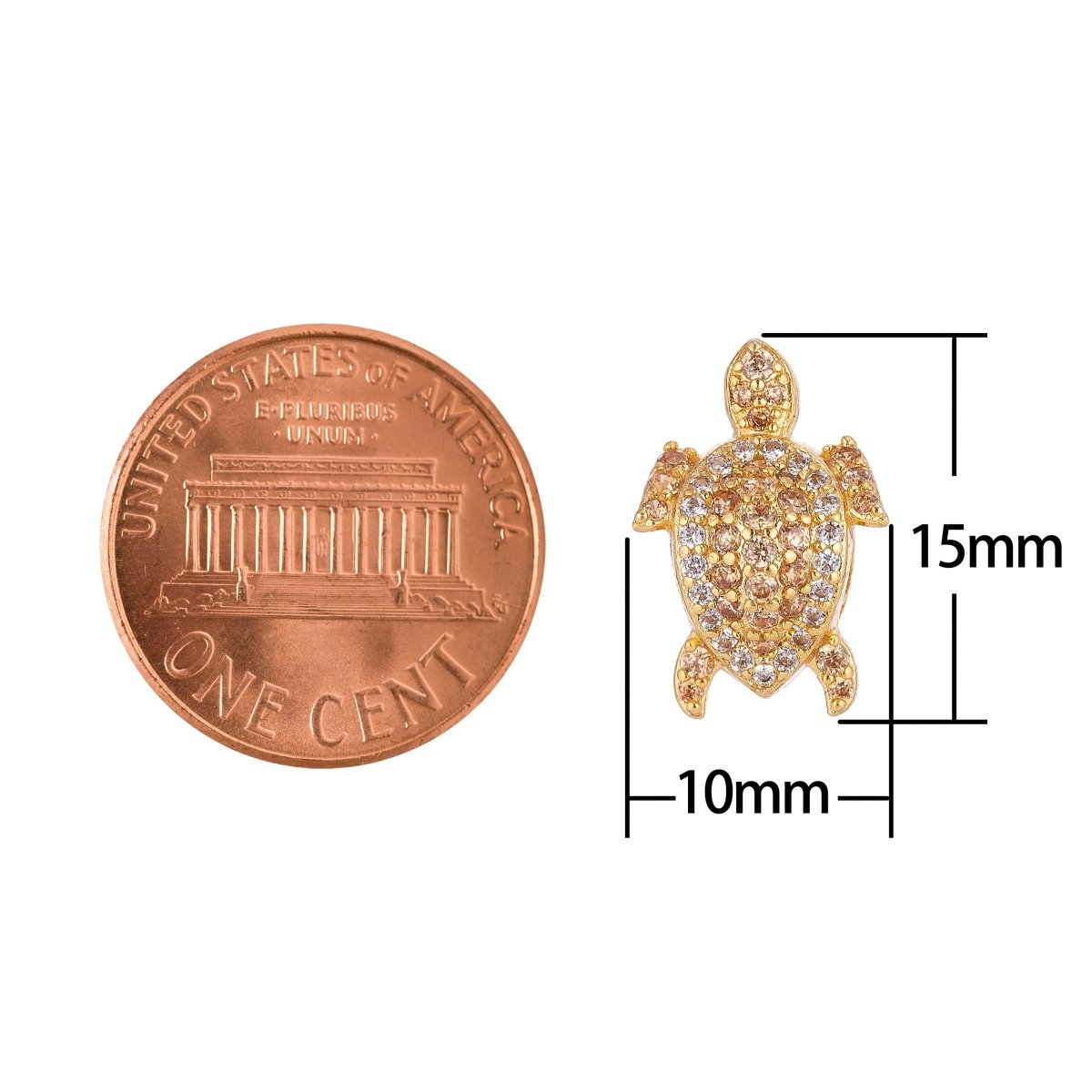 On Sale! CLEARANCE! 10mm Micro Paved Beach Turtle Gold Filled Spacer Bead | B-030 - DLUXCA
