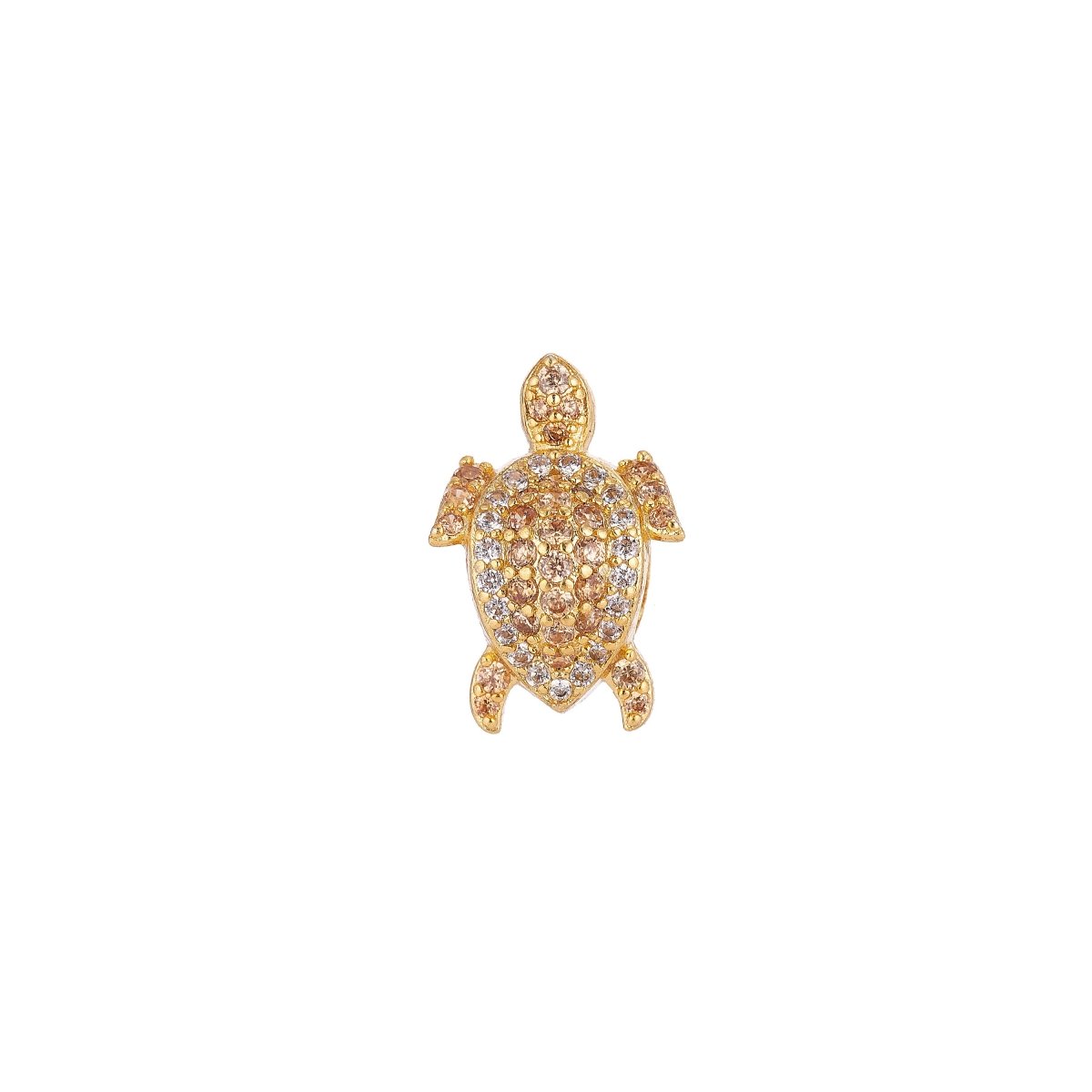 On Sale! CLEARANCE! 10mm Micro Paved Beach Turtle Gold Filled Spacer Bead | B-030 - DLUXCA
